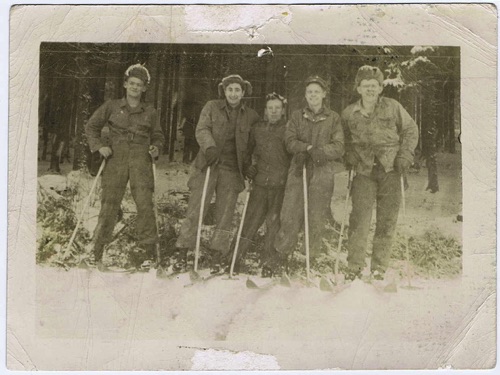 John Fratto's 8th Constabulary Squad on ski patrol in occupied Germany. John is second from left. 1945 chs-014491